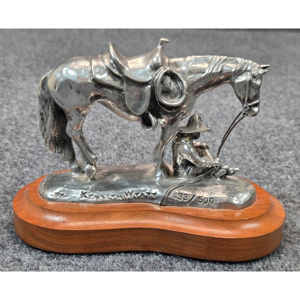Kenneth Wyatt Horsehide Parasol Pewter Sculpture Limited Edition 433/500 Cowboy